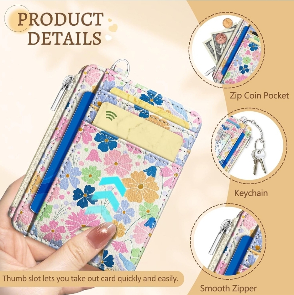Floral Card Organizer with ID Window - Picture 6 of 7